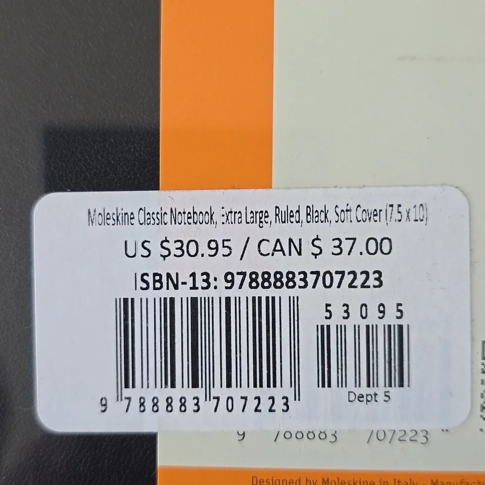 ❤️BUY 5 GET 3 FREE Moleskine Classic Notebook, XL, Ruled, Black, Soft Cover